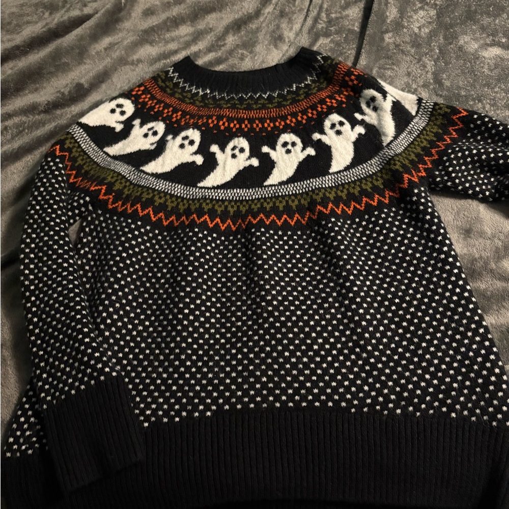 Vince Camuto Black and White Ghost Pattern Sweater